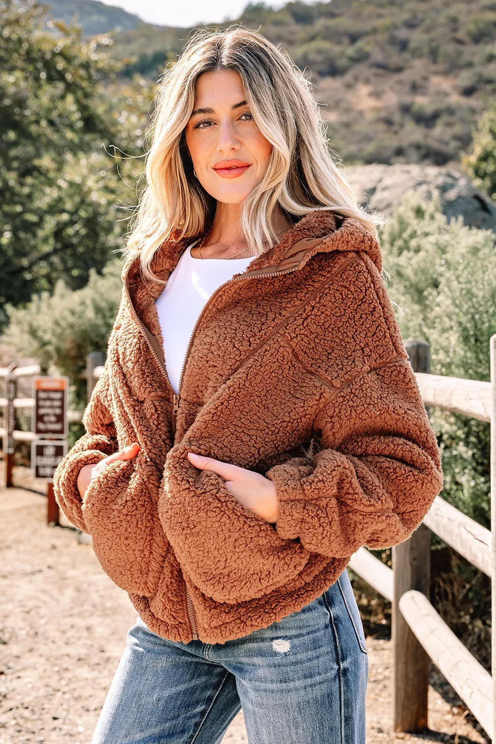 Zip-Up Hooded Sherpa Jacket sold by eAura product image thumbnail 3