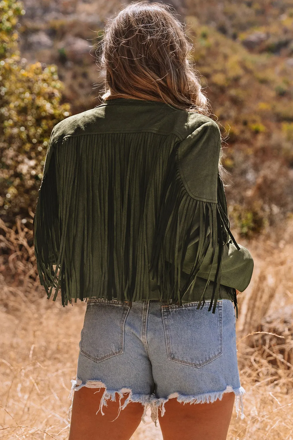 Cropped Fringe Faux Suede Jacket sold by eAura product image thumbnail 2