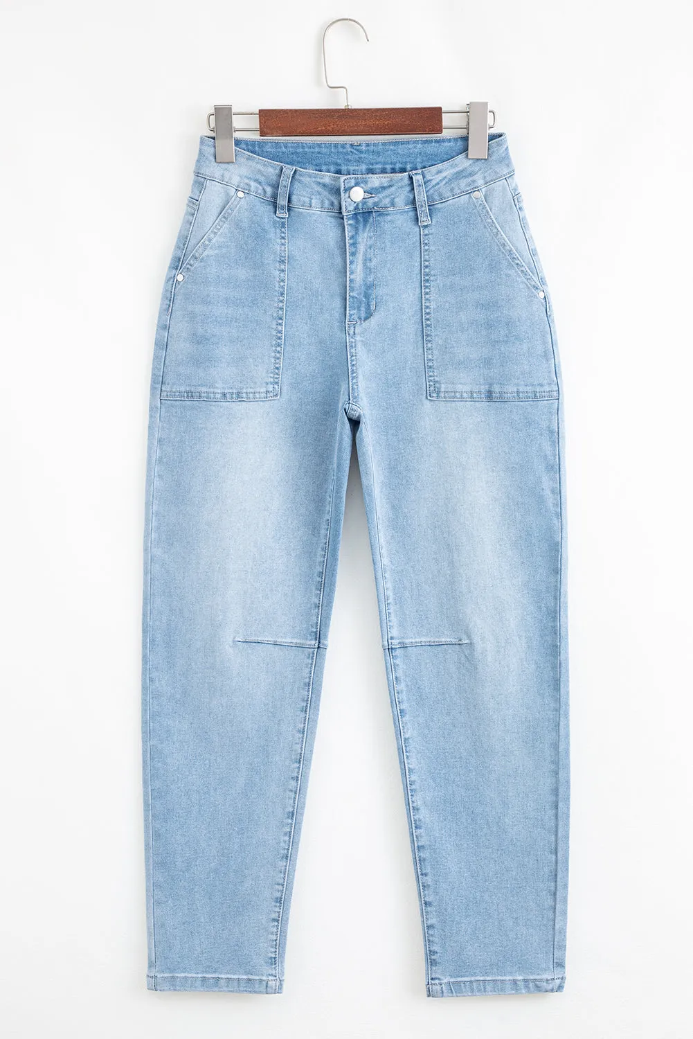 High Rise Barrel Relaxed Patch Pocket Jeans sold by eAura product image thumbnail 4