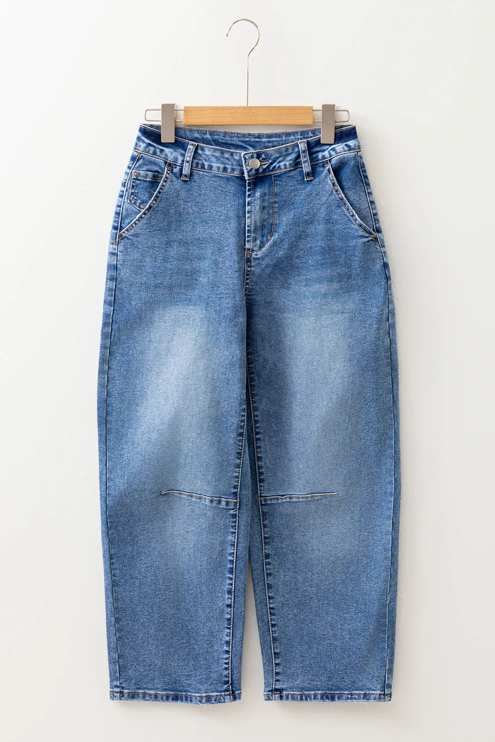 Seam Detail Ankle Length Cropped Barrel Jeans sold by eAura product image thumbnail 3