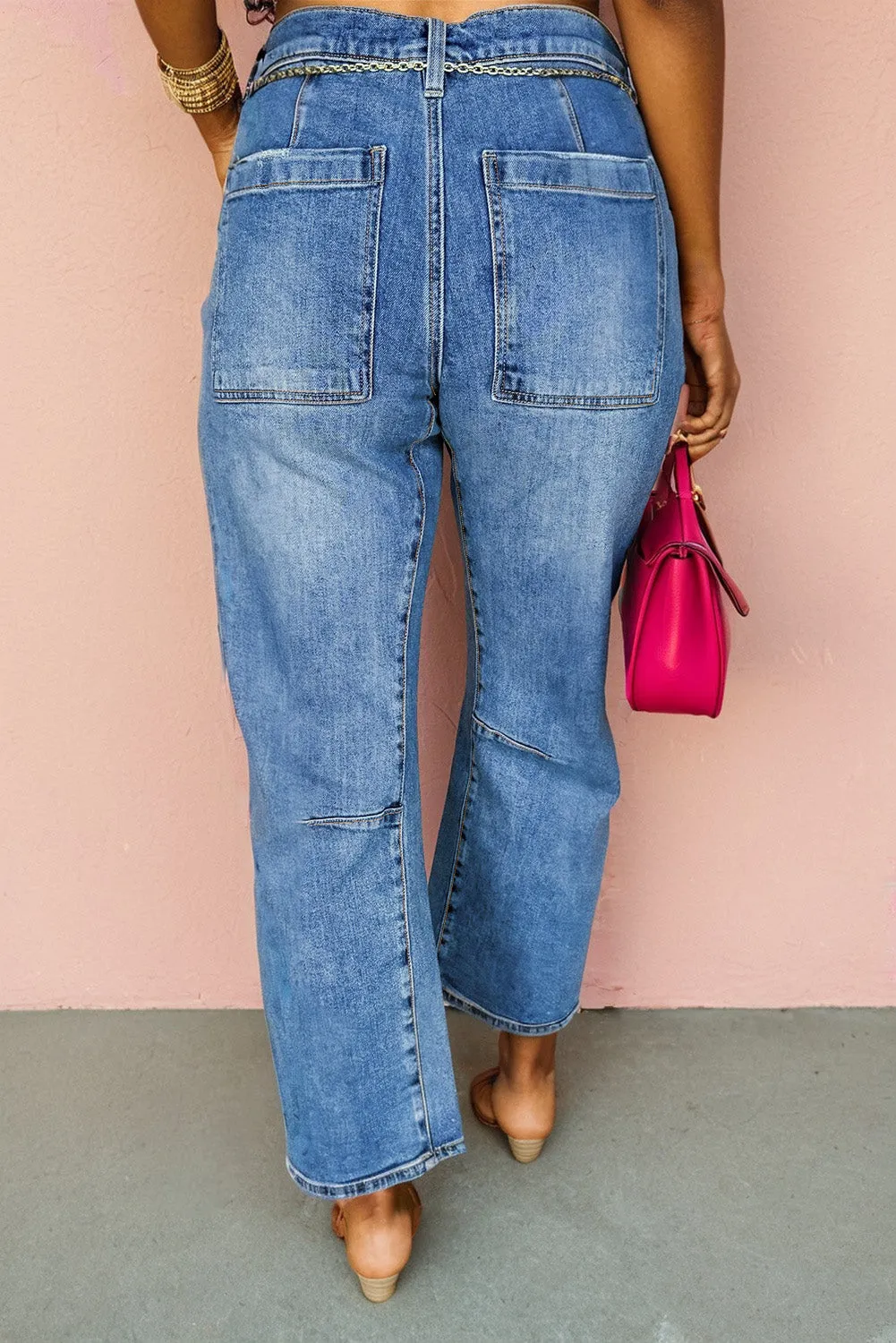 Seam Detail Ankle Length Cropped Barrel Jeans sold by eAura product image thumbnail 2