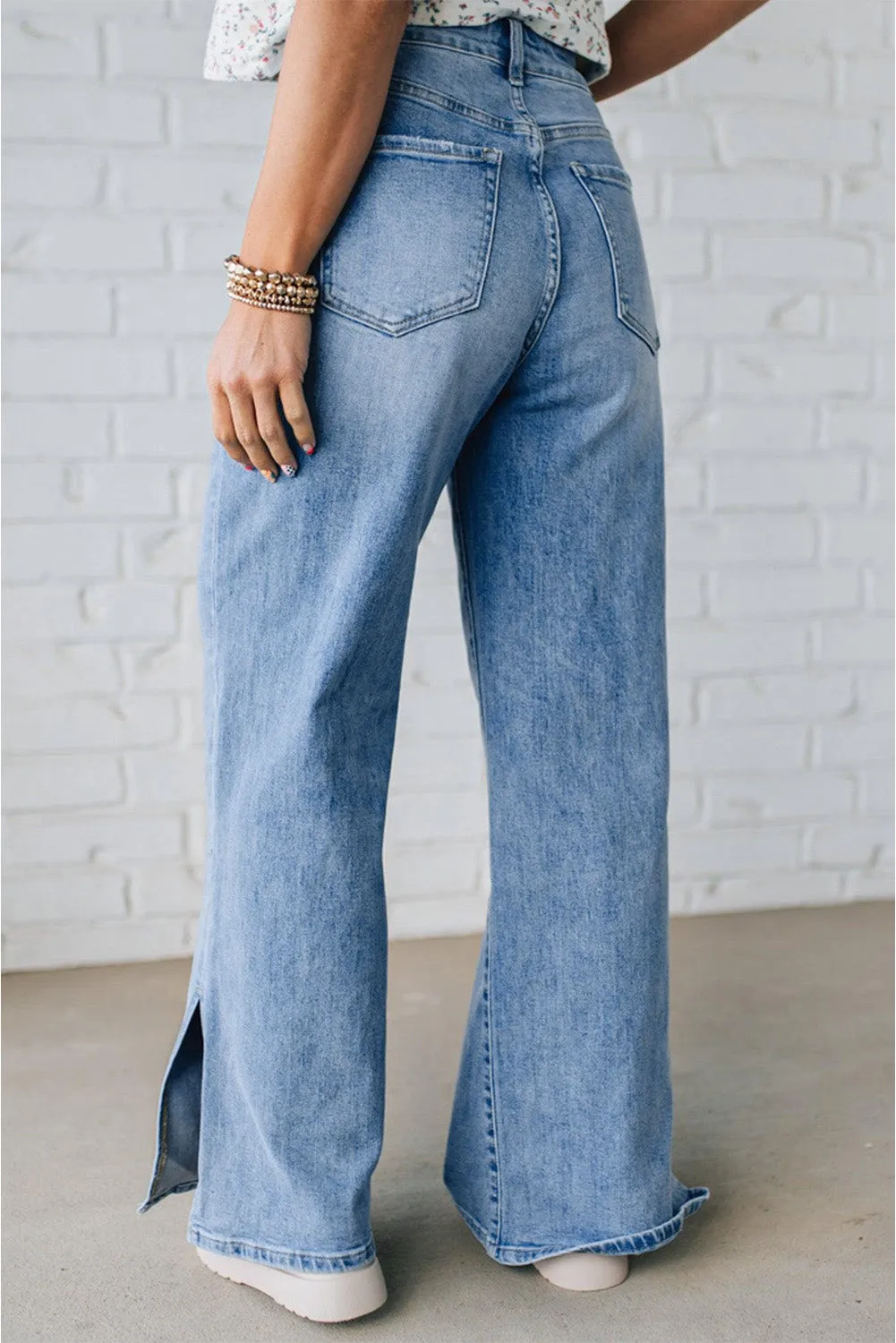Slit Leg High Rise Drawstring Casual Jeans sold by eAura product image thumbnail 2