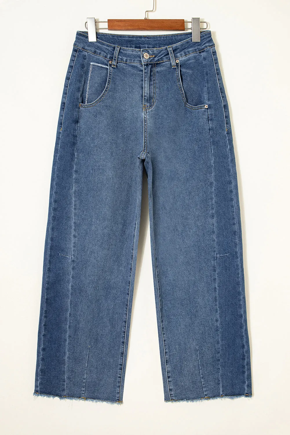 Stitched Raw Hem Wide Leg Loose Jeans sold by eAura product image thumbnail 3