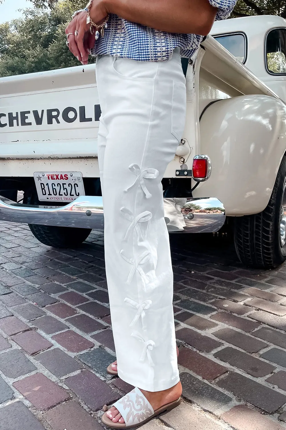 Bow Knot Side Detail Straight Leg Loose Jeans sold by eAura product image thumbnail 3