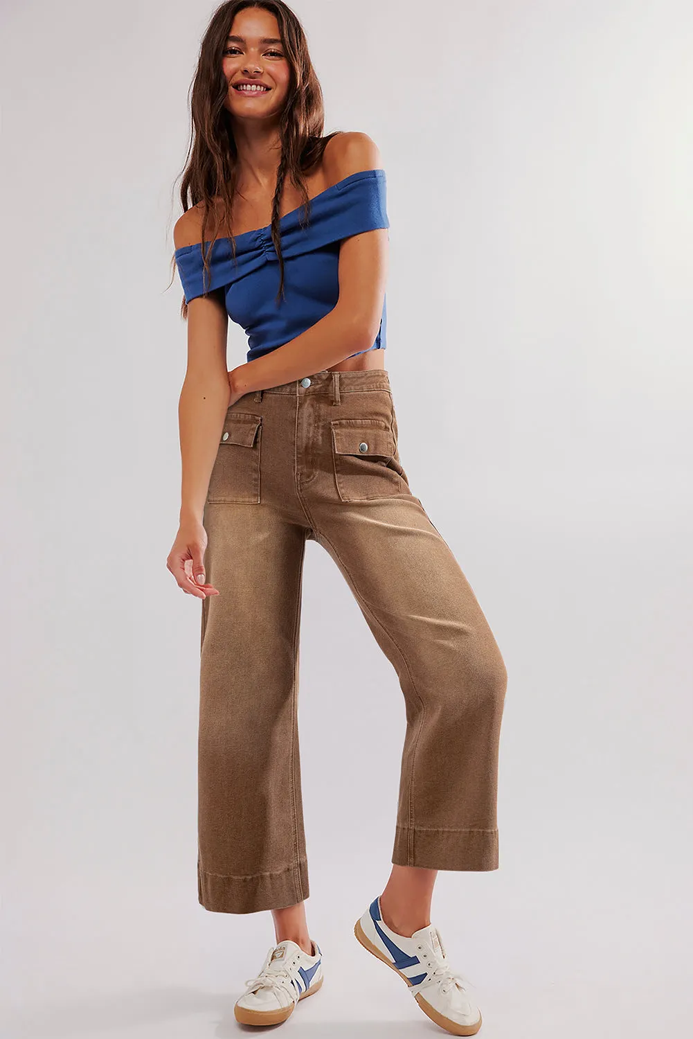Flap Pockets Front Straight Cropped Jeans sold by eAura product image thumbnail 3
