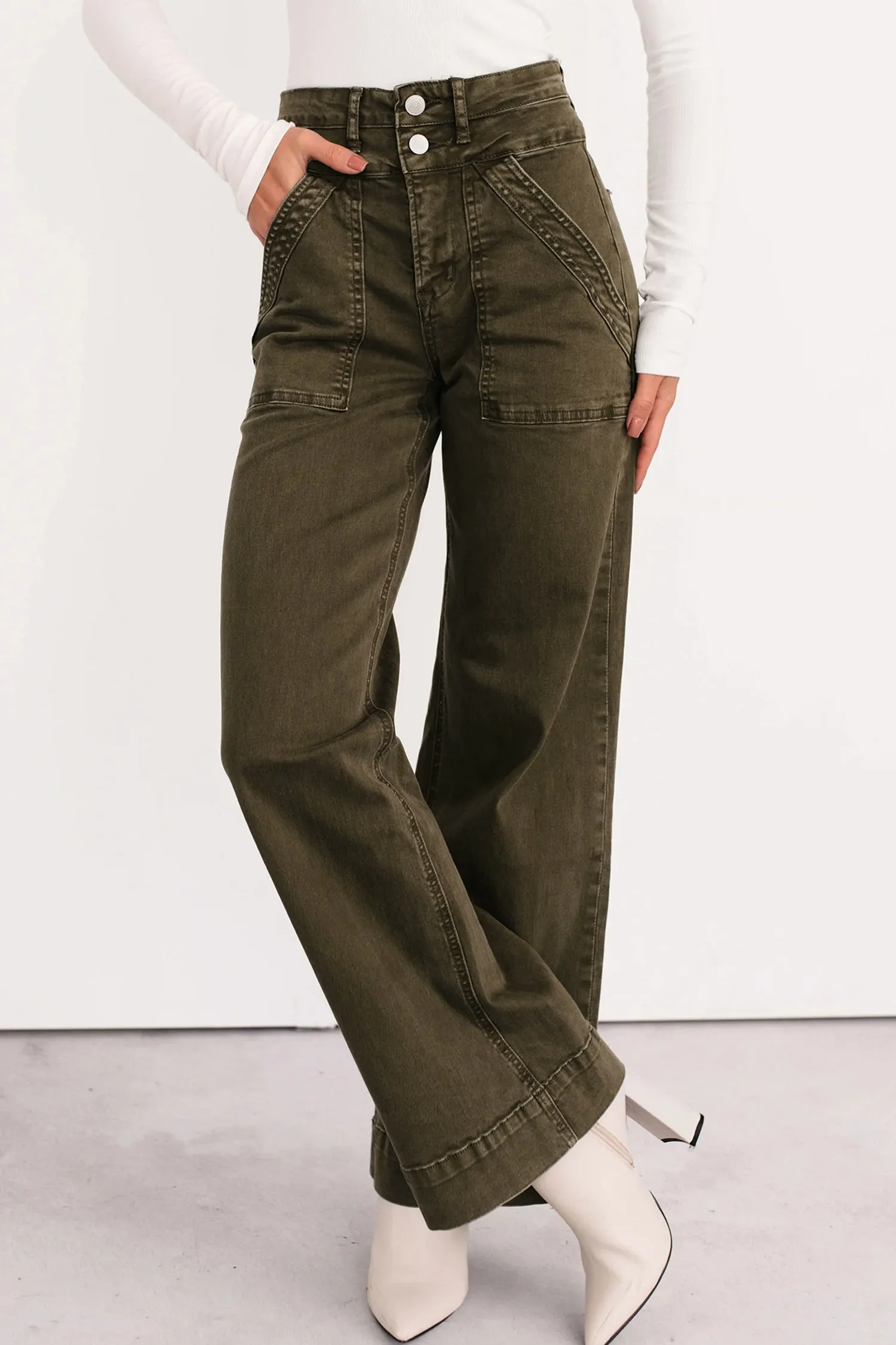Double Waistband Loose Straight Jeans sold by eAura product image thumbnail 5