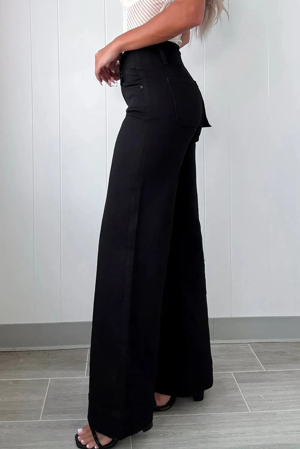 Double Button High Waist Flared Bottom Jeans sold by eAura product image thumbnail 2