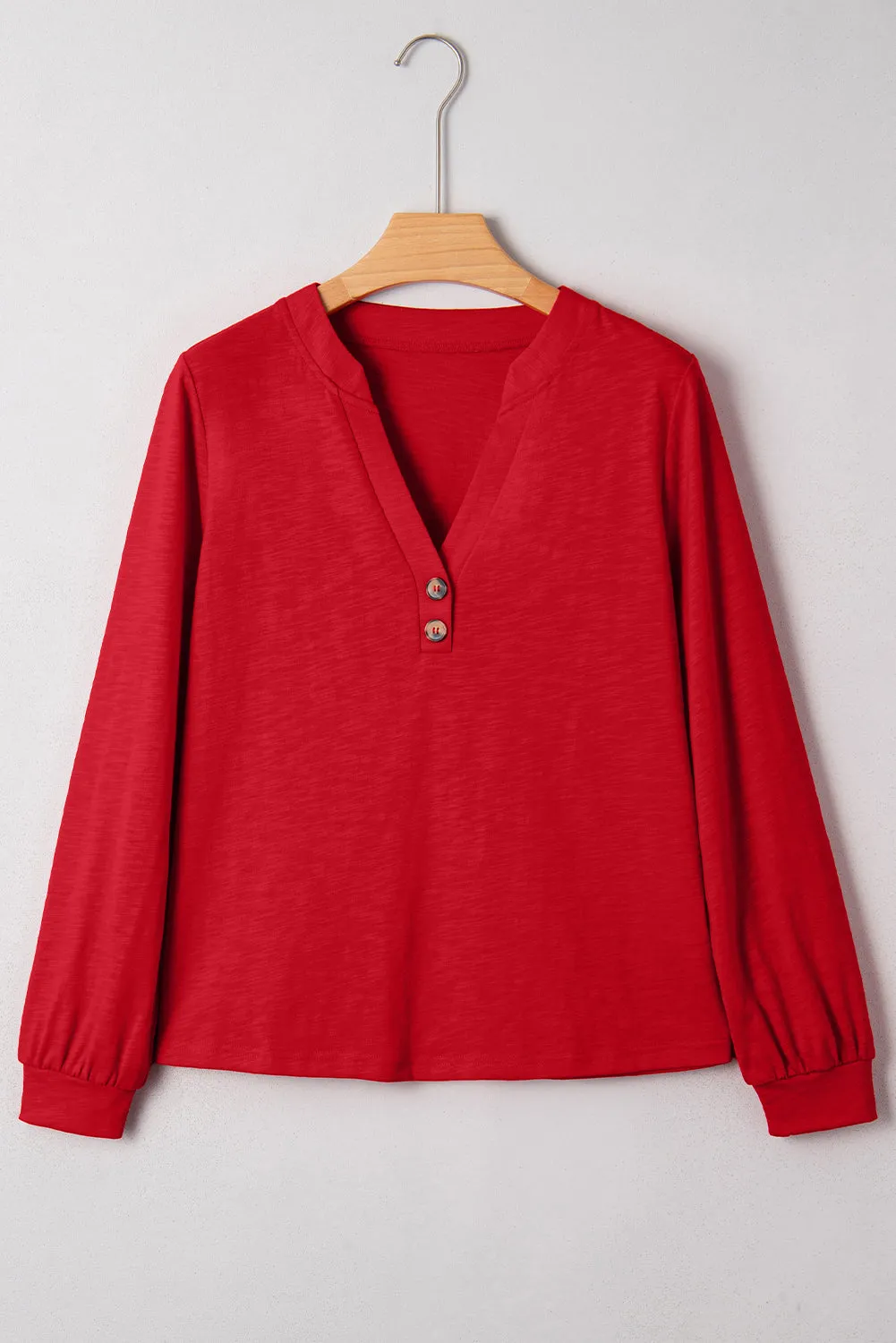 Button V-Neck Long Sleeve Top sold by eAura product image thumbnail 3