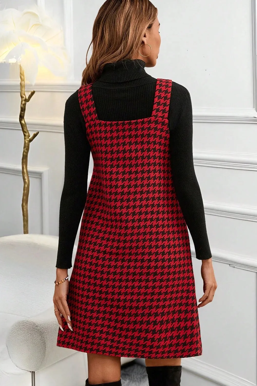 Houndstooth Print V-Neck Sleeveless Mini Dress sold by eAura product image thumbnail 2