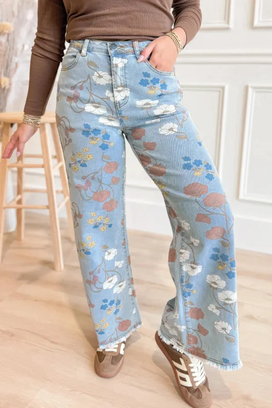 Floral Print Raw Hem Shift Jeans sold by eAura