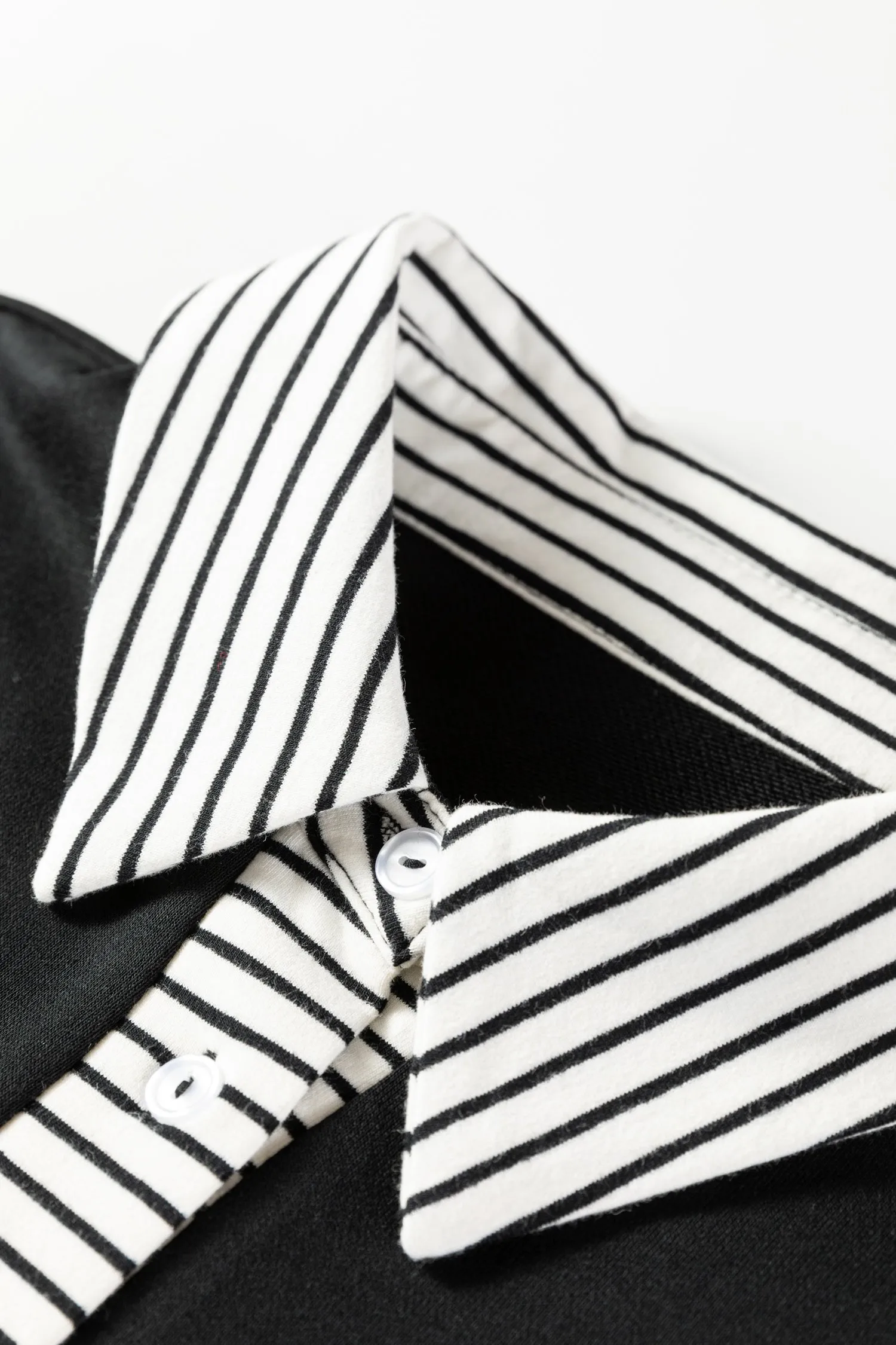 Plus Size Striped Cuffs Polo Collar Patchwork Long Sleeve Ruffle Hem Dress sold by eAura product image thumbnail 5