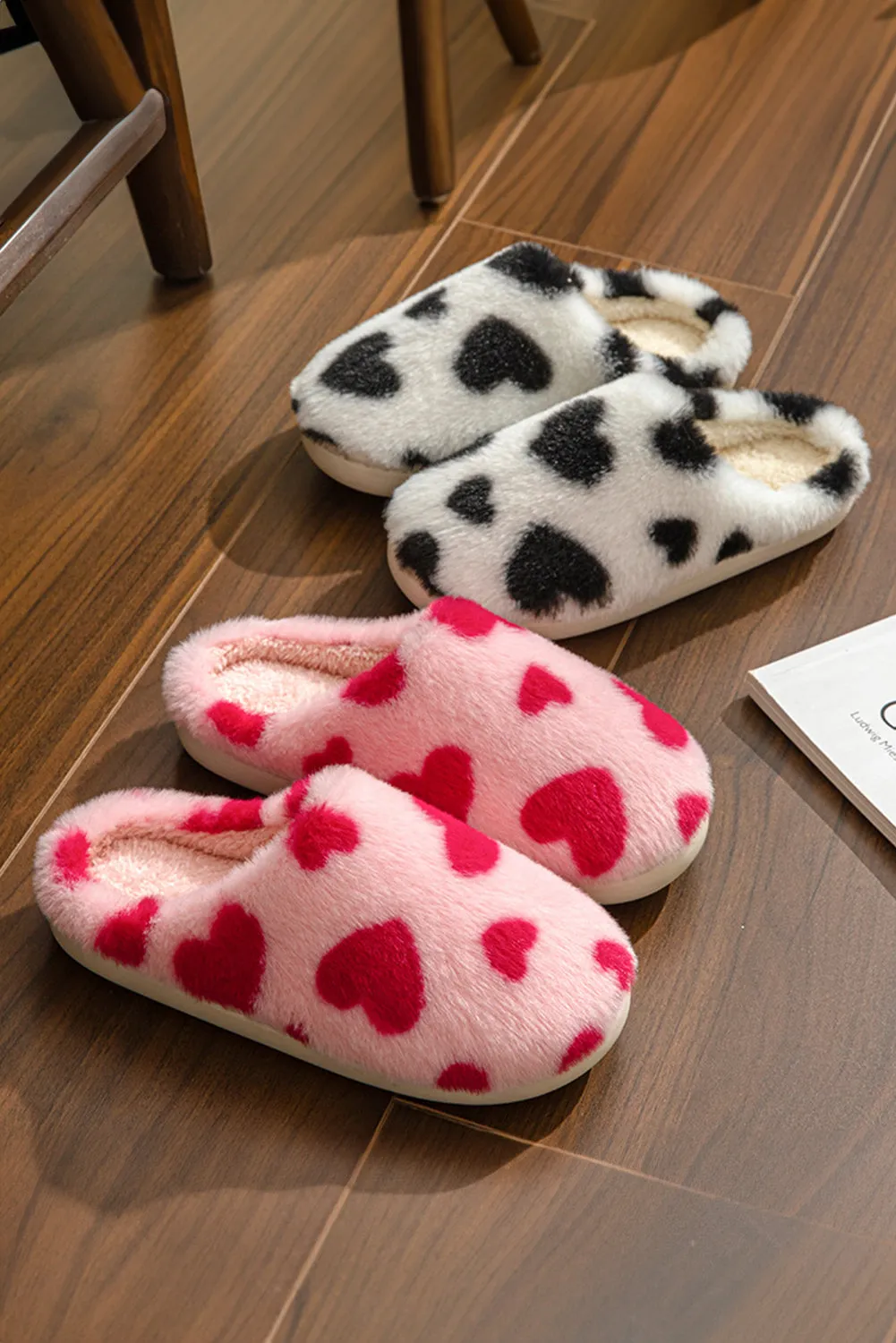 Red Heart Shape Winter Fuzzy Slippers sold by eAura product image thumbnail 3