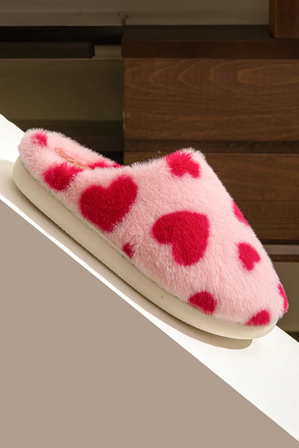 Red Heart Shape Winter Fuzzy Slippers sold by eAura product image thumbnail 4