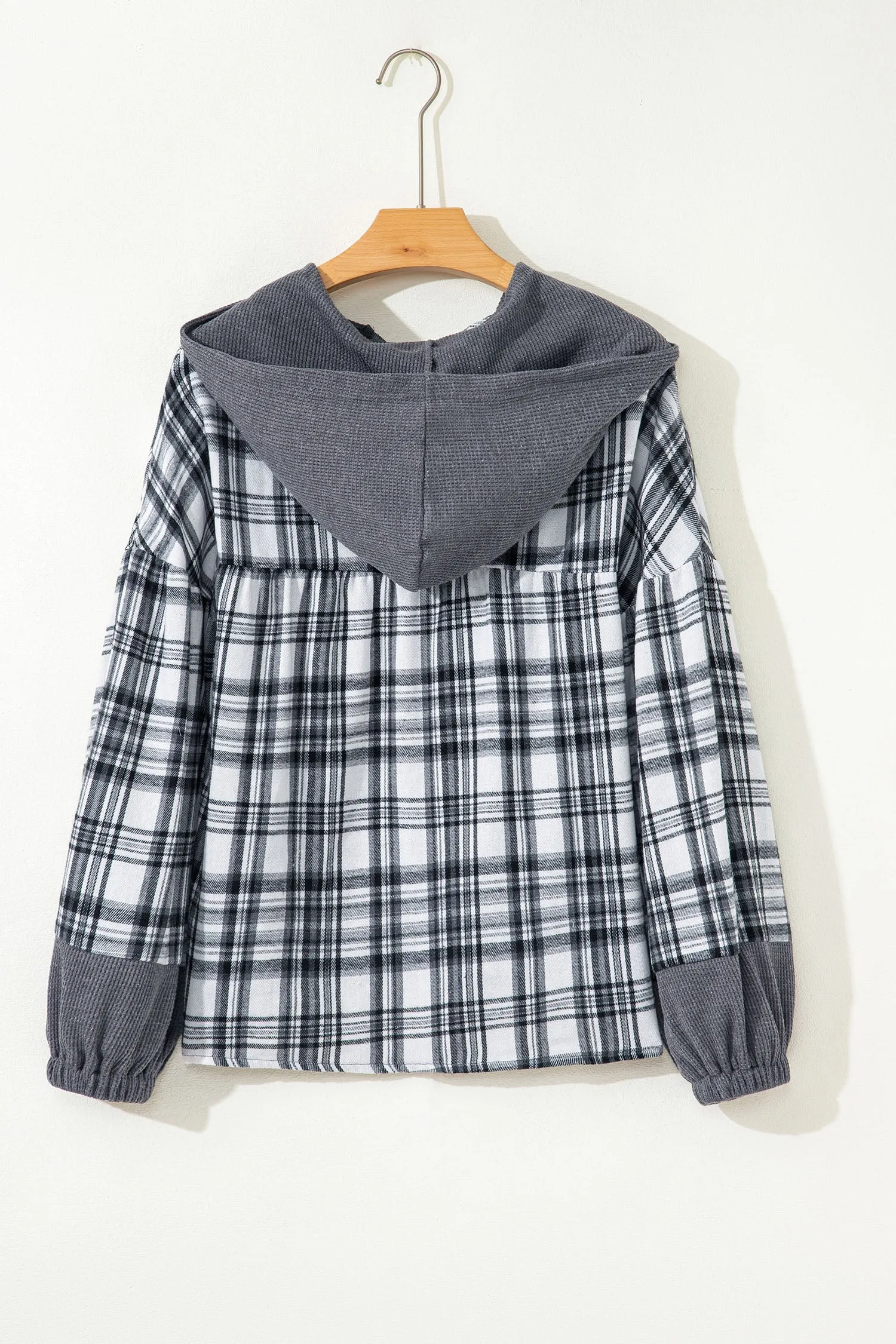 Plaid Long Sleeve Button Hoodie sold by eAura product image thumbnail 5