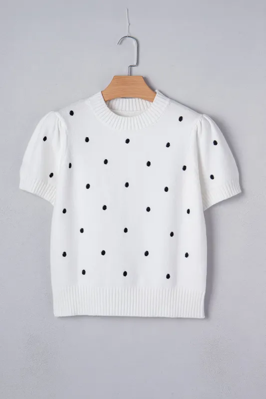 Elegant Polka Dot Bubble Short Sleeve Sweater sold by eAura