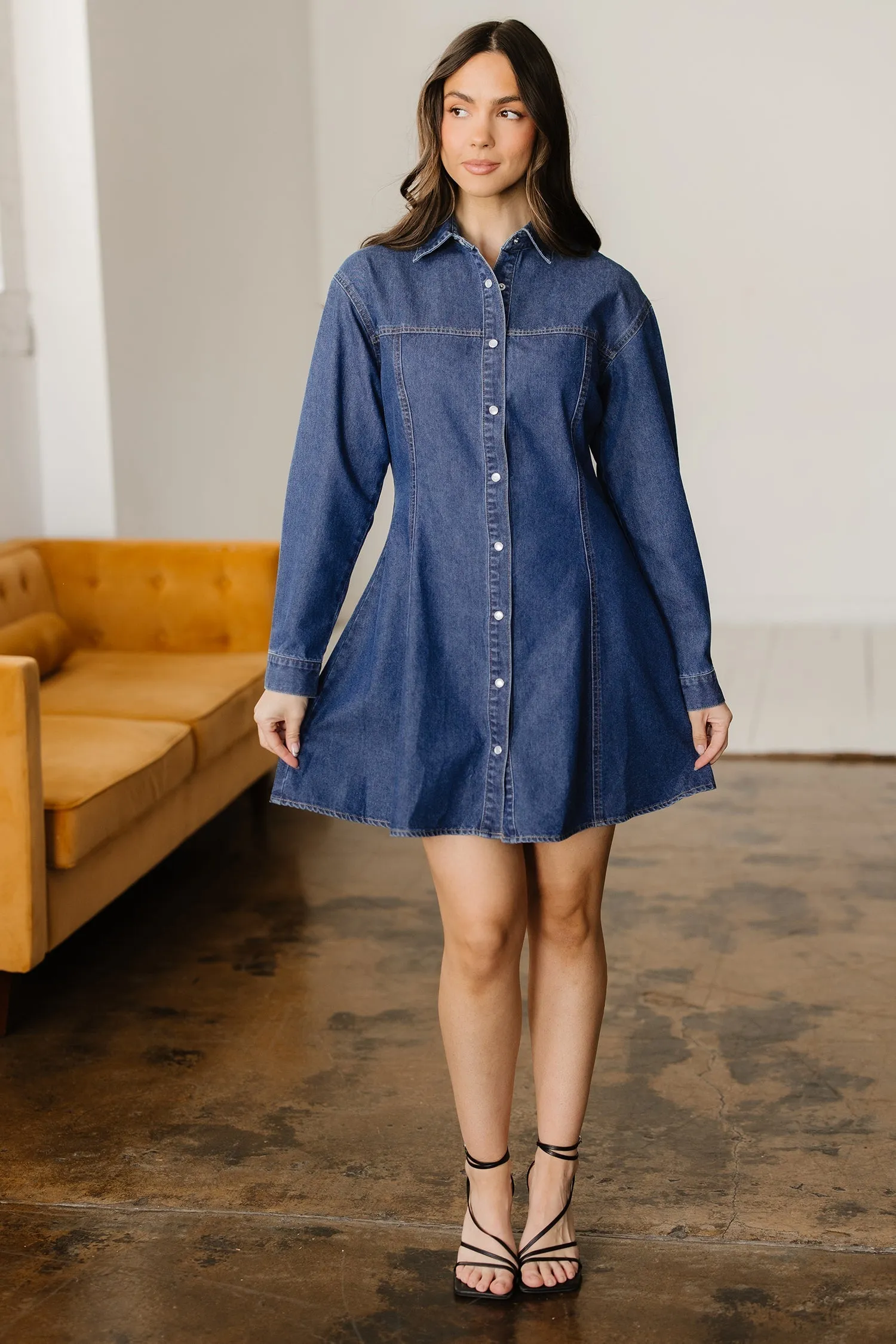Denim Shirt Flared Dress sold by eAura product image thumbnail 4