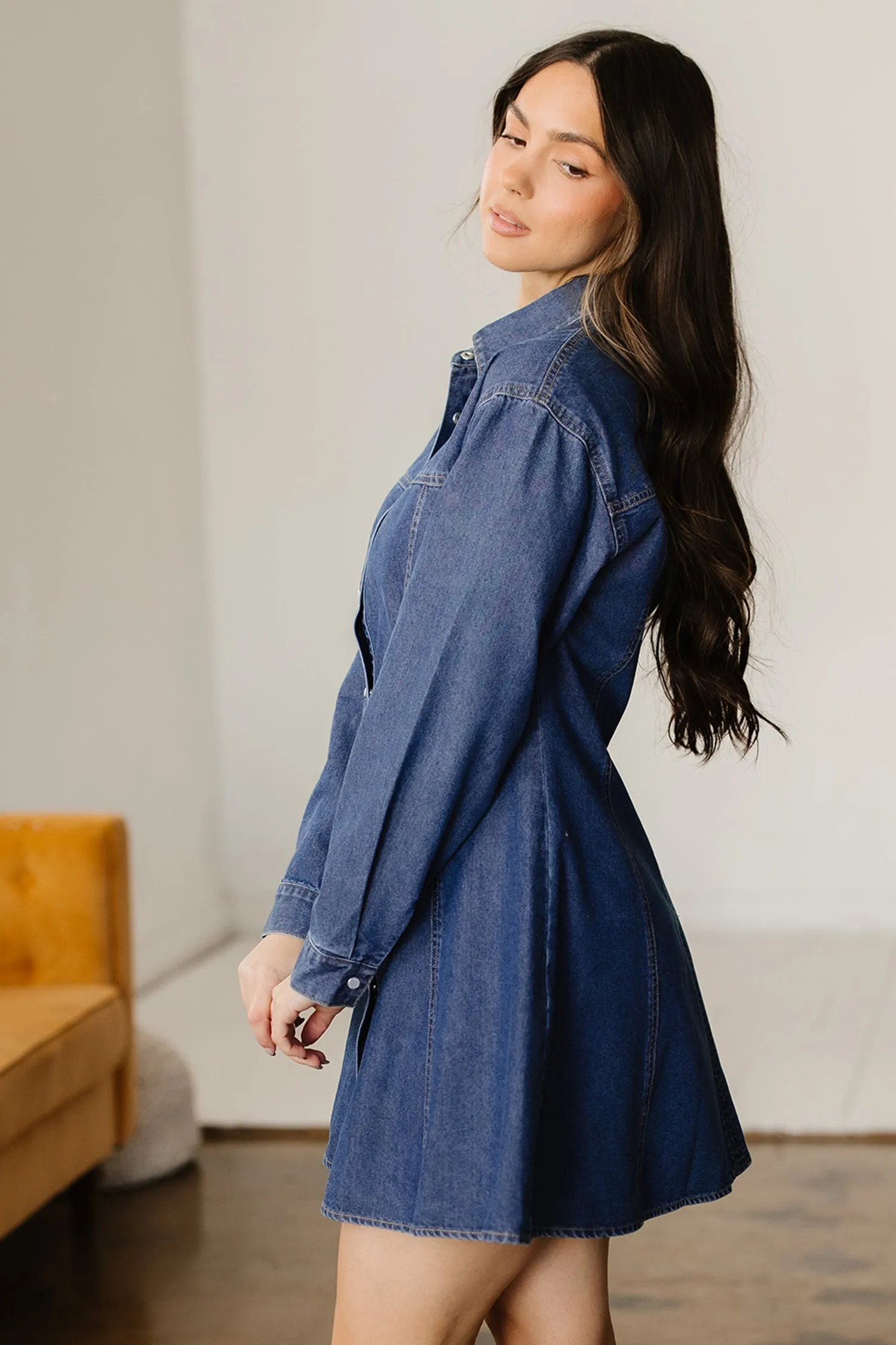 Denim Shirt Flared Dress sold by eAura product image thumbnail 3