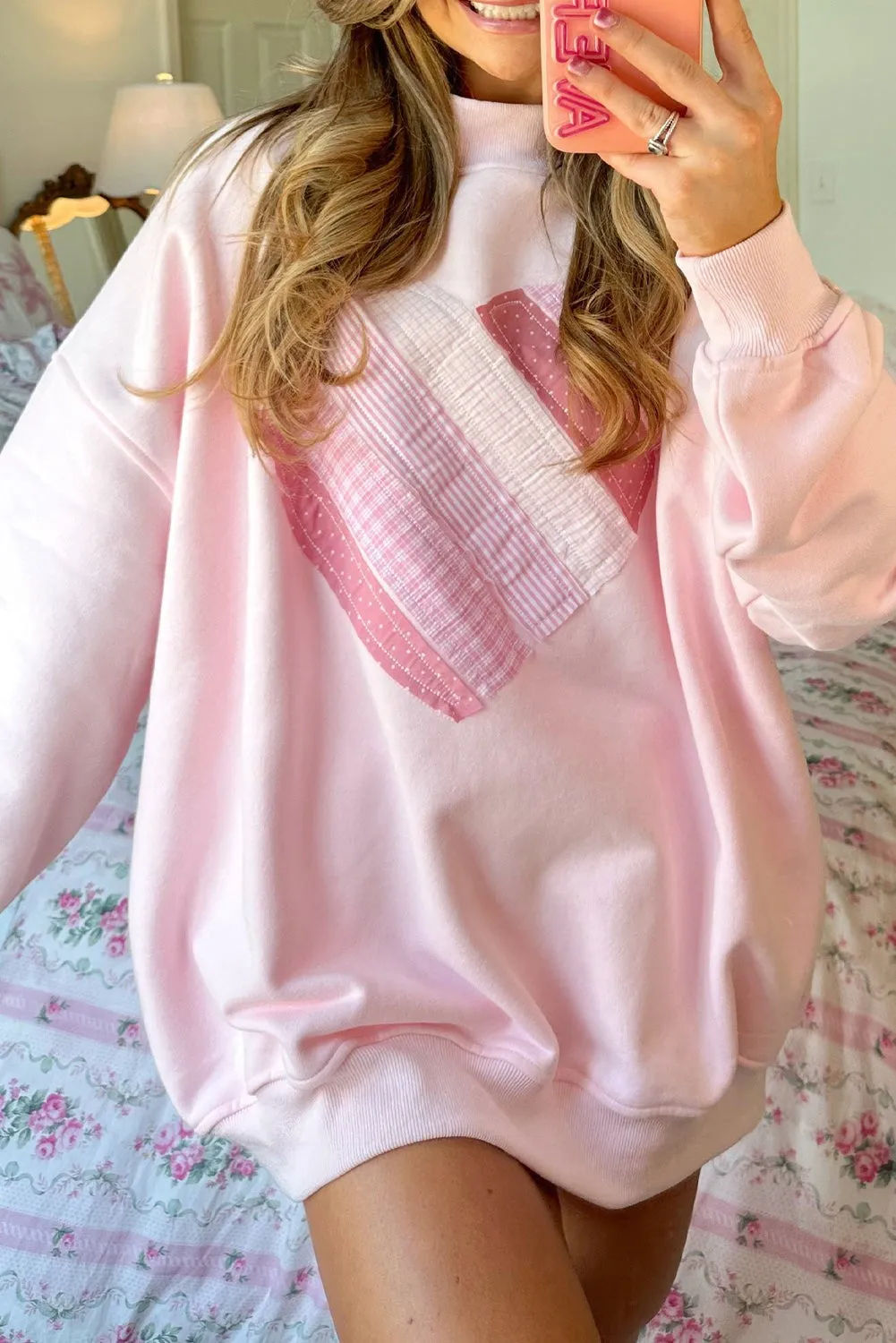 Sweetheart Patchwork Mockneck Oversized Sweatshirt sold by eAura