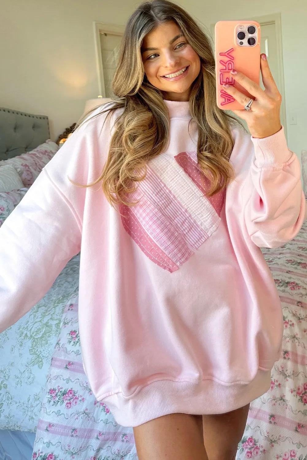 Sweetheart Patchwork Mockneck Oversized Sweatshirt sold by eAura product image thumbnail 4