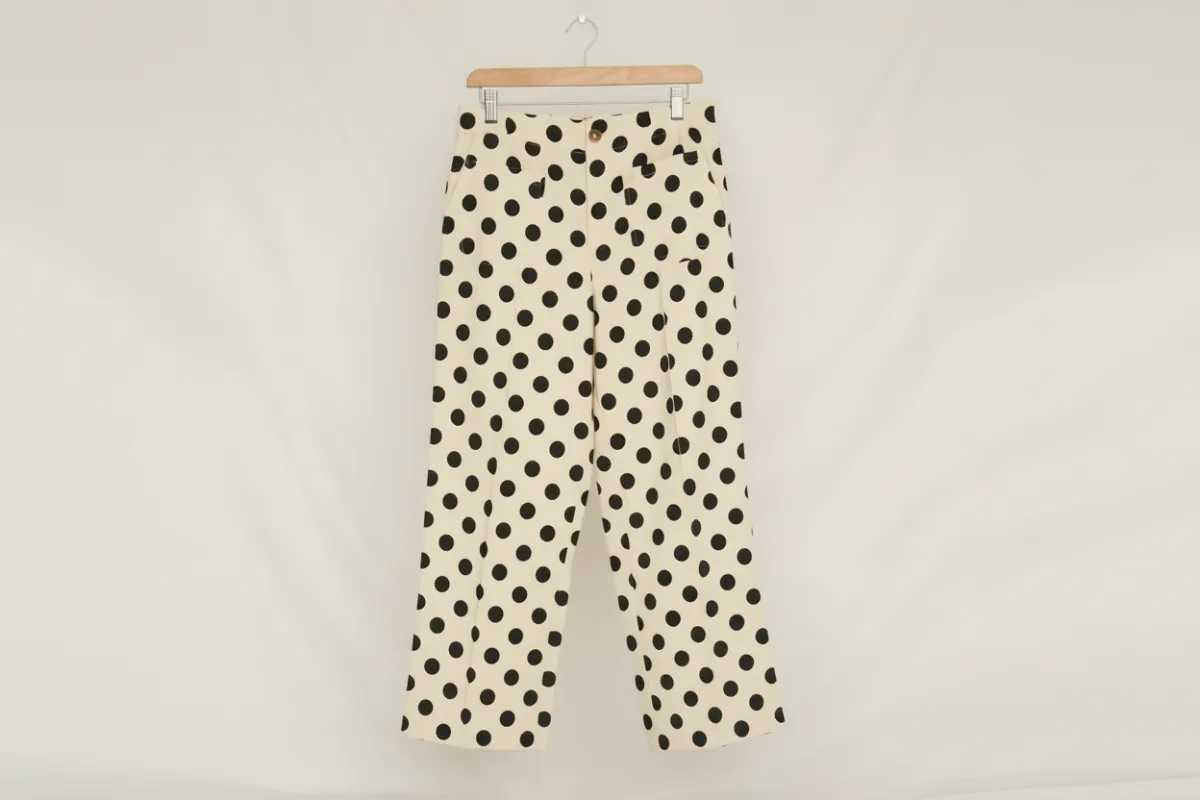 White Casual Polka Dot Wide Leg Pants sold by eAura