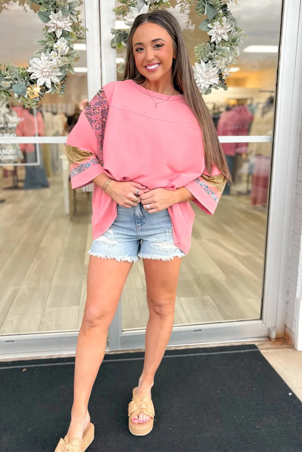 Floral Colour Block Patchwork Long Sleeve Top sold by eAura product image thumbnail 4