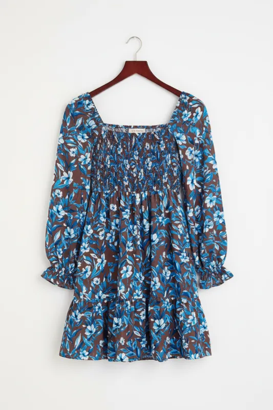 Smocked Bodice Ruffled Sleeve Floral Dress made by eAura