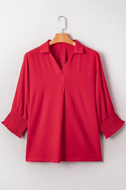 Plus Size Smocked Cuff Dolman Oversized Tunic Blouse sold by eAura