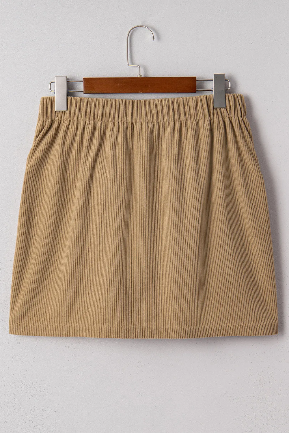 Soft Ribbed Buttoned Front Faux Pockets Mini Skirt sold by eAura product image thumbnail 3