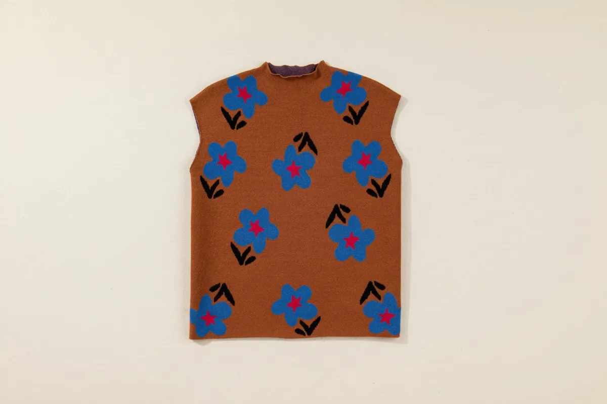 Floral High Neck Sweater Vest sold by eAura