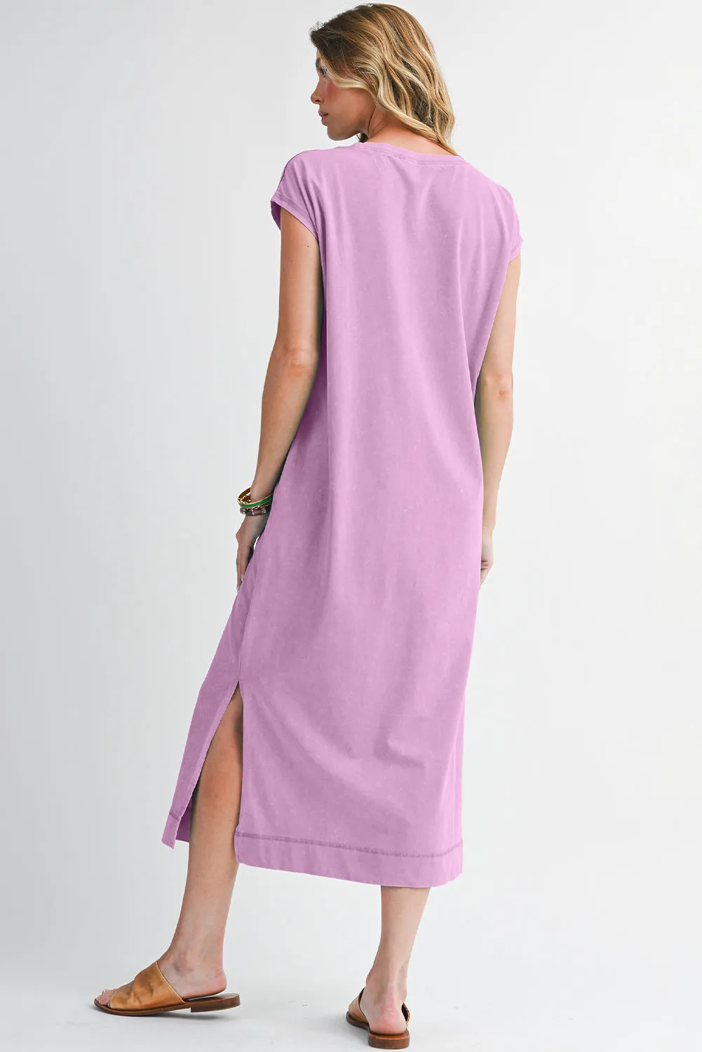 Mineral Wash Pocketed T-shirt Midi Dress sold by eAura product image thumbnail 3