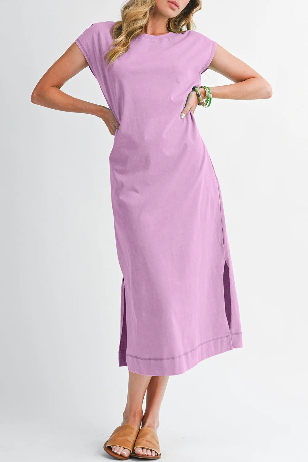 Mineral Wash Pocketed T-shirt Midi Dress sold by eAura product image thumbnail 2