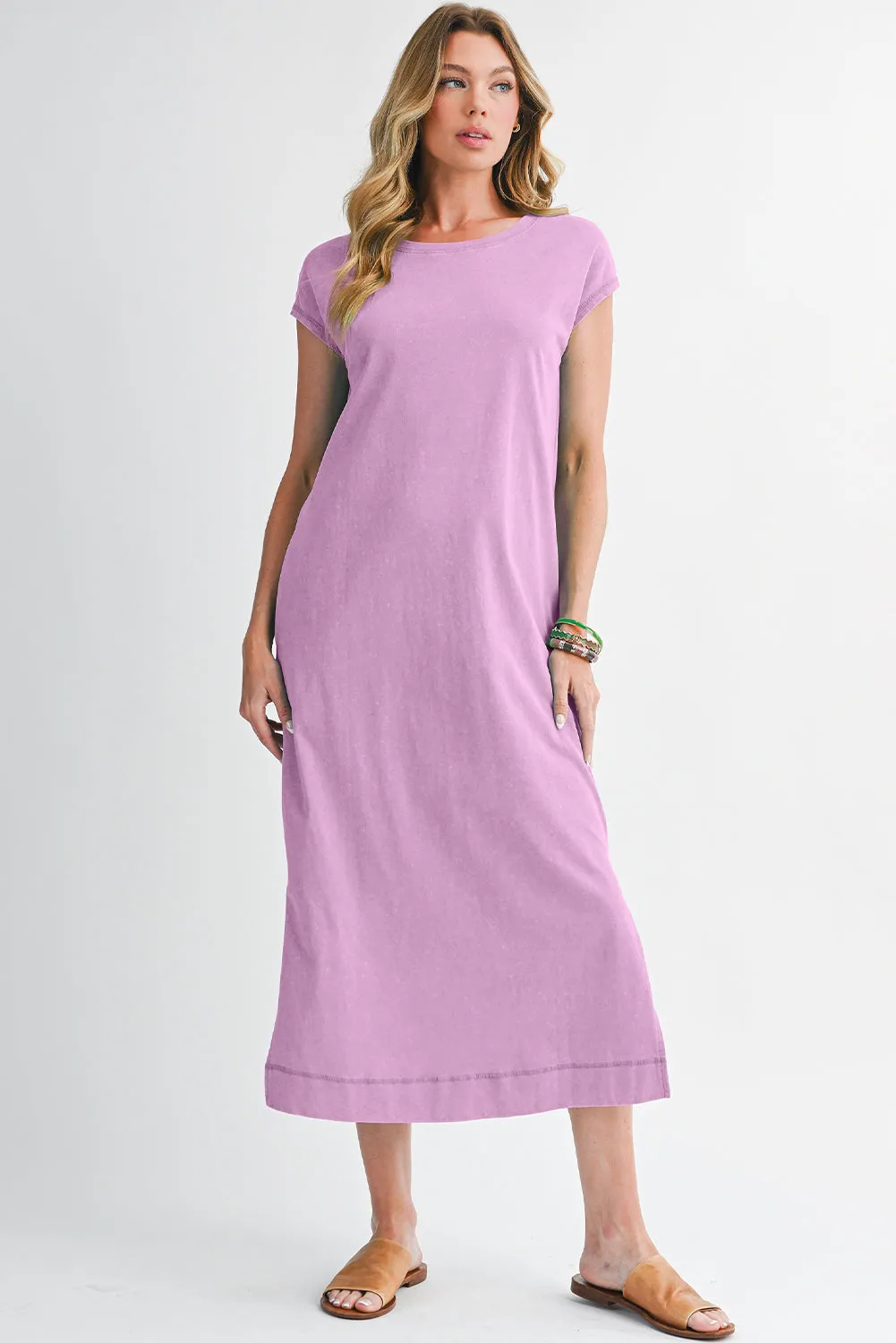 Mineral Wash Pocketed T-shirt Midi Dress sold by eAura product image thumbnail 5