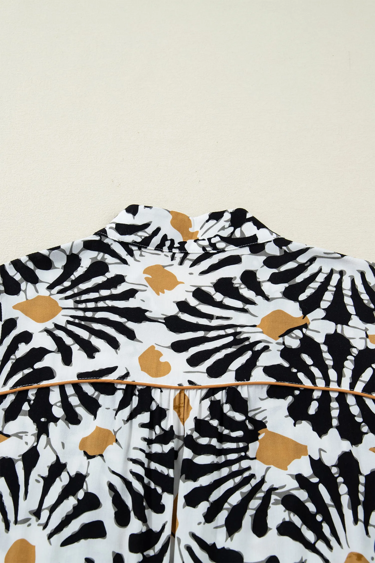 Abstract Floral Print Split V-Neck Long Dress with Sleeves sold by eAura product image thumbnail 4