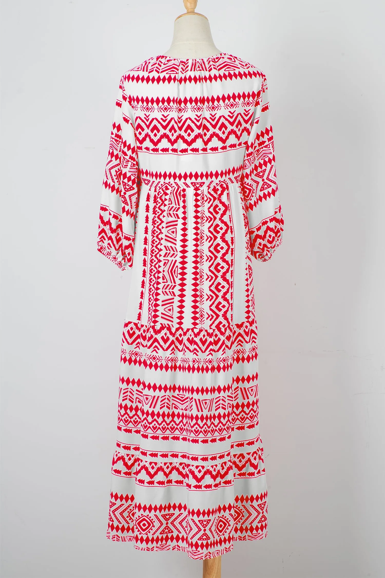 Red Boho Printed Half Sleeve Maxi Dress sold by eAura product image thumbnail 2