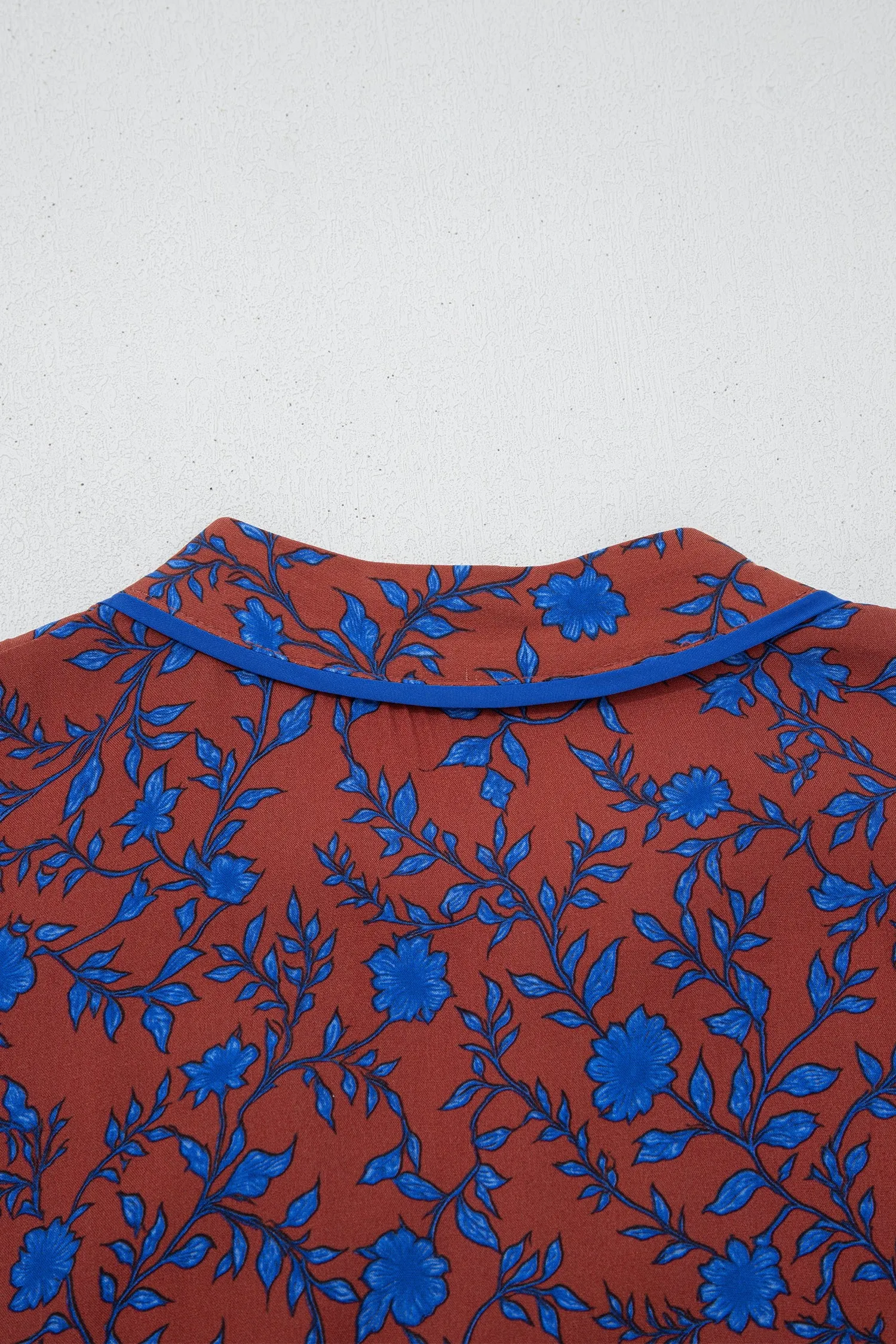 Brown 3/4 Puff Sleeve Tiered Loose Floral Dress sold by eAura product image thumbnail 4