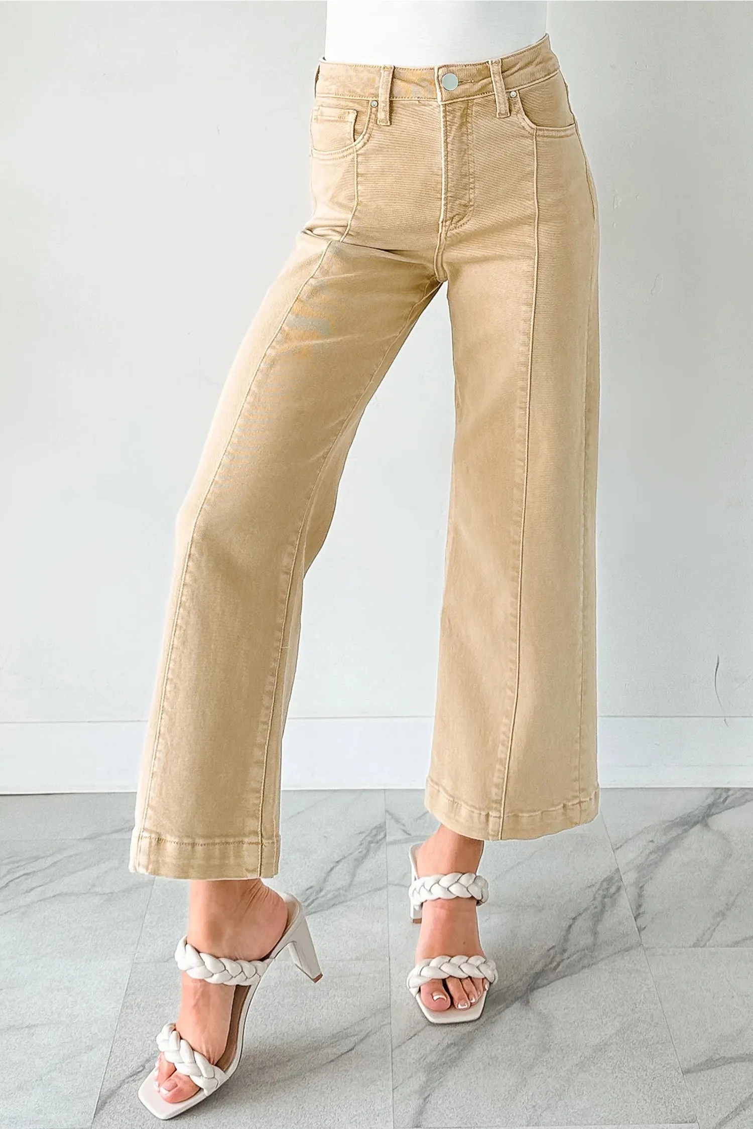 Seamed Center Wide Leg Cropped Jeans sold by eAura product image thumbnail 4