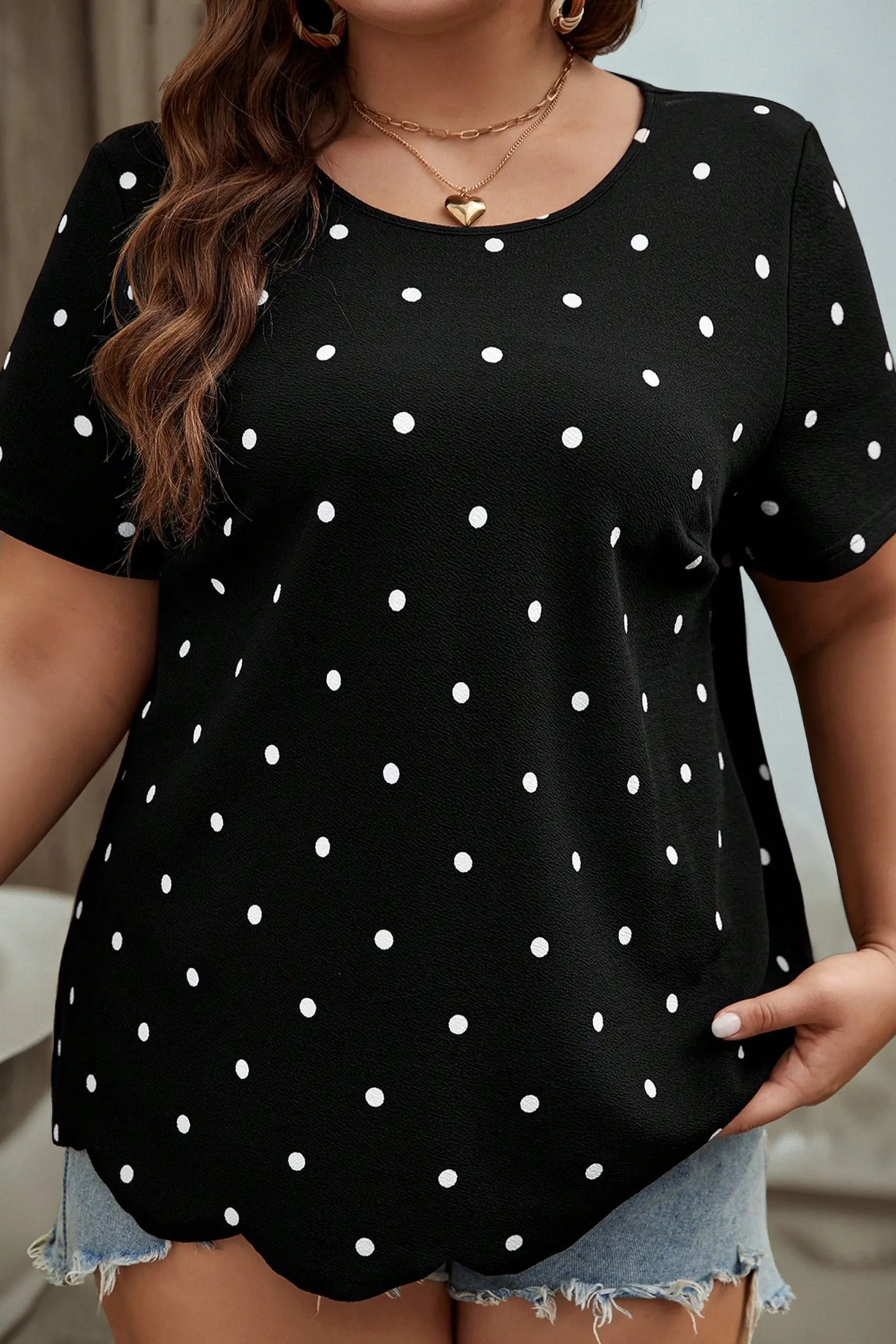 Plus Size Dotted Casual T-Shirt sold by eAura