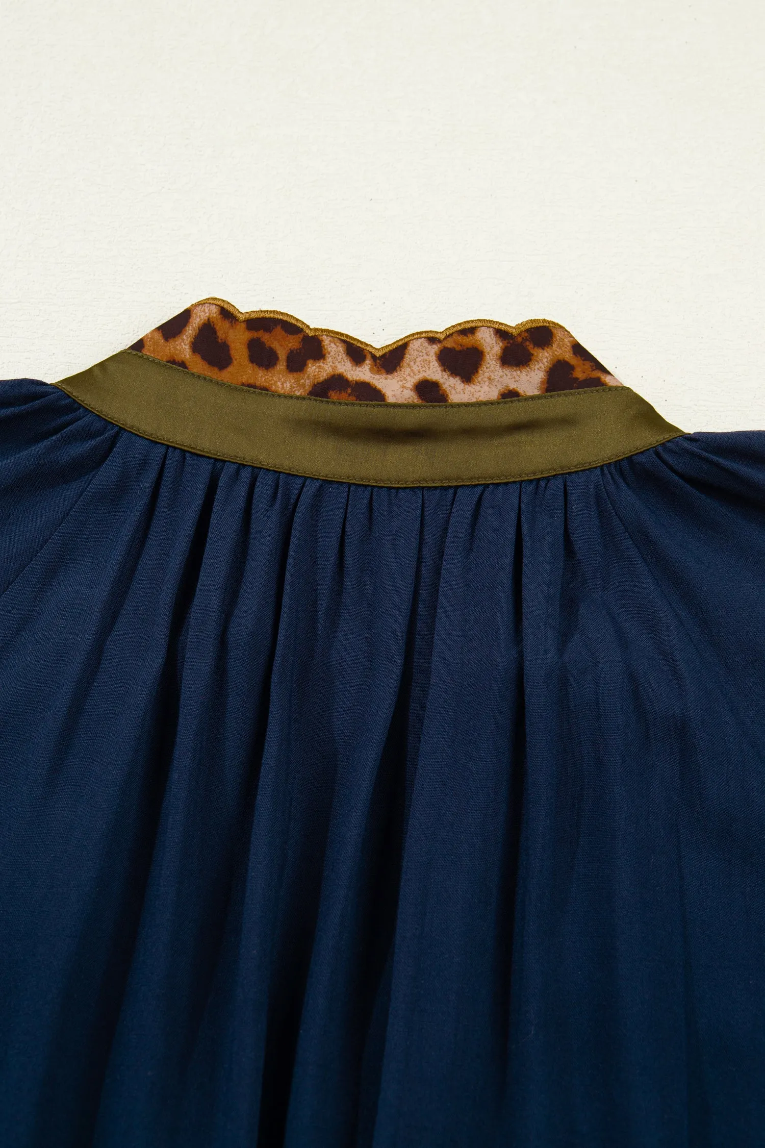 Button Detail Leopard Metallic Trim Short Sleeve Tunic Dress sold by eAura product image thumbnail 5