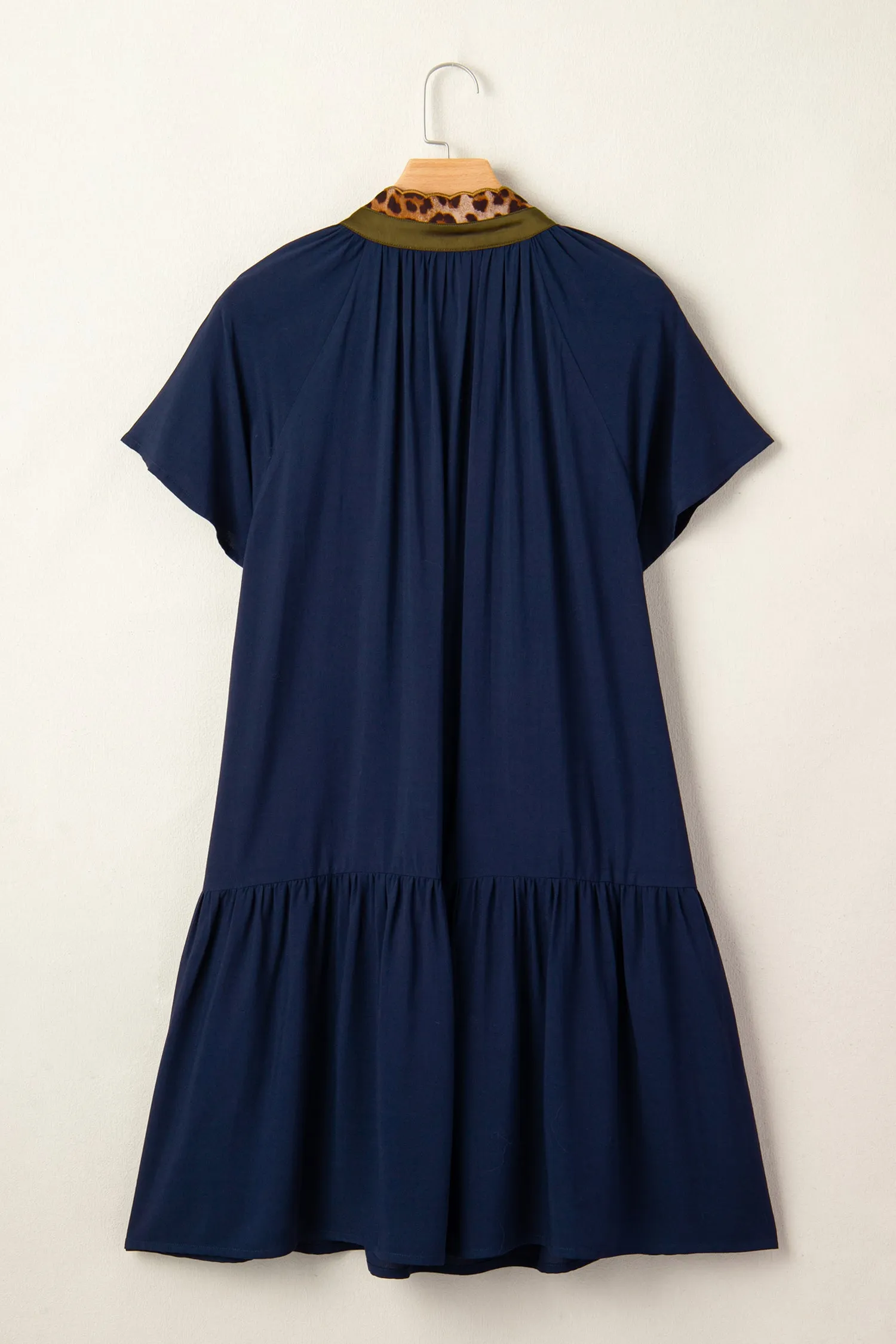 Button Detail Leopard Metallic Trim Short Sleeve Tunic Dress sold by eAura product image thumbnail 3