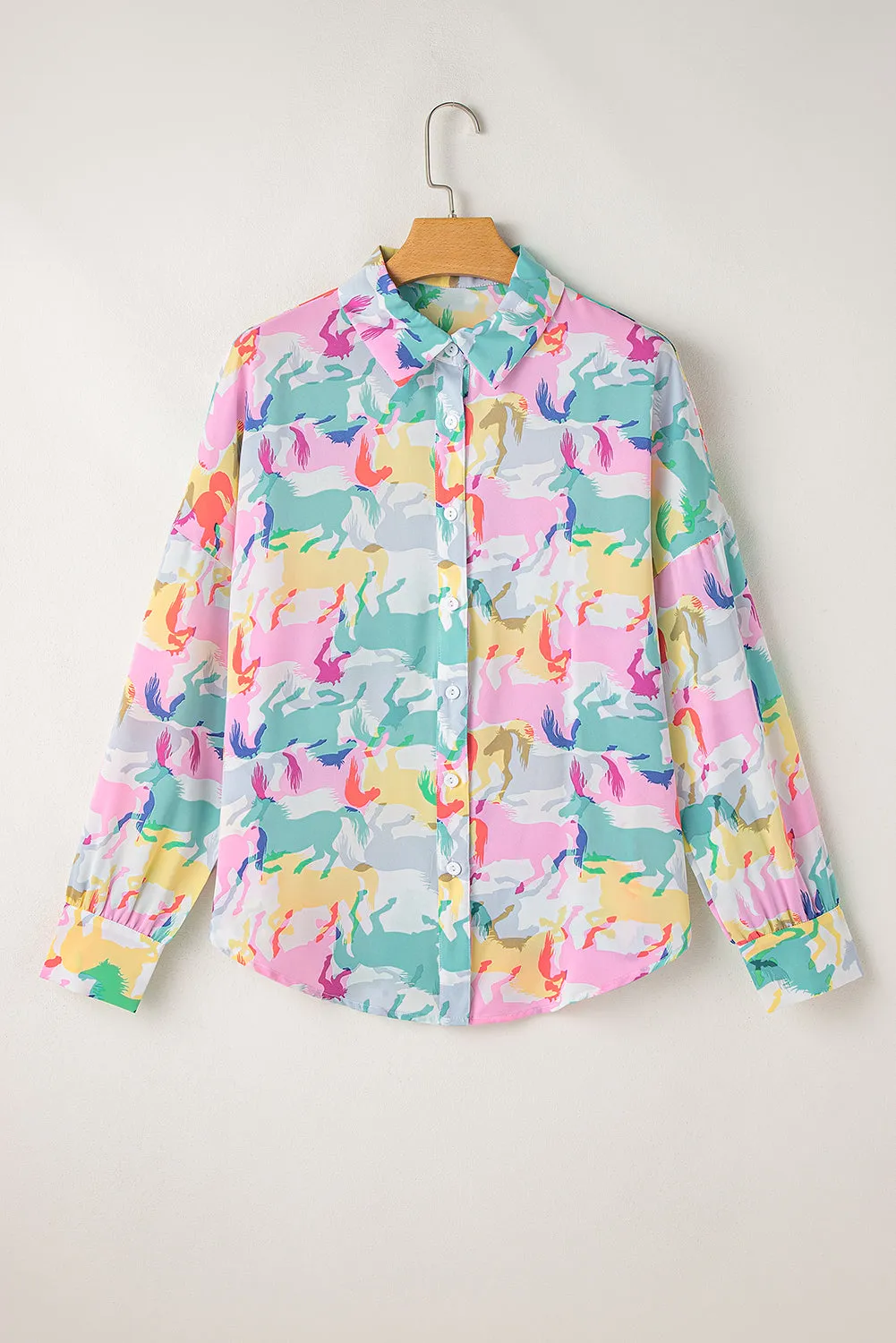 Colourful Horse Print Long Sleeve Shirt sold by eAura