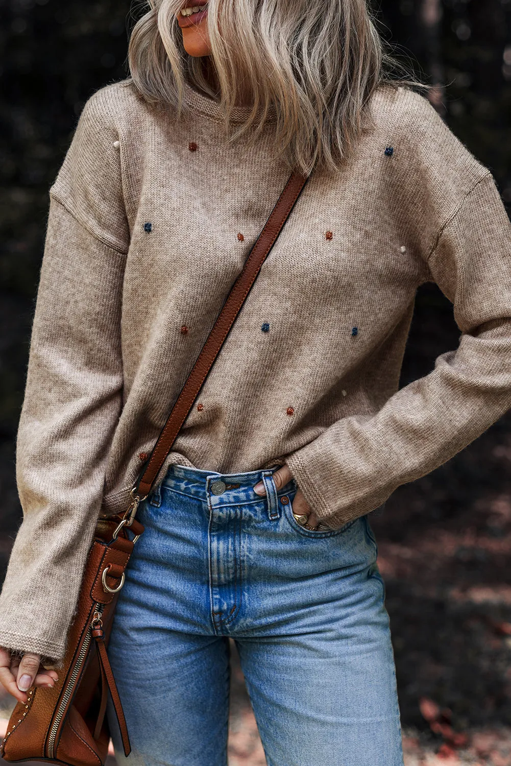 Contrast Colour Dot Detail Drop Shoulder Sweater sold by eAura product image thumbnail 5