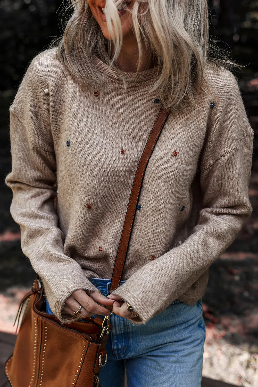 Contrast Colour Dot Detail Drop Shoulder Sweater sold by eAura product image thumbnail 4