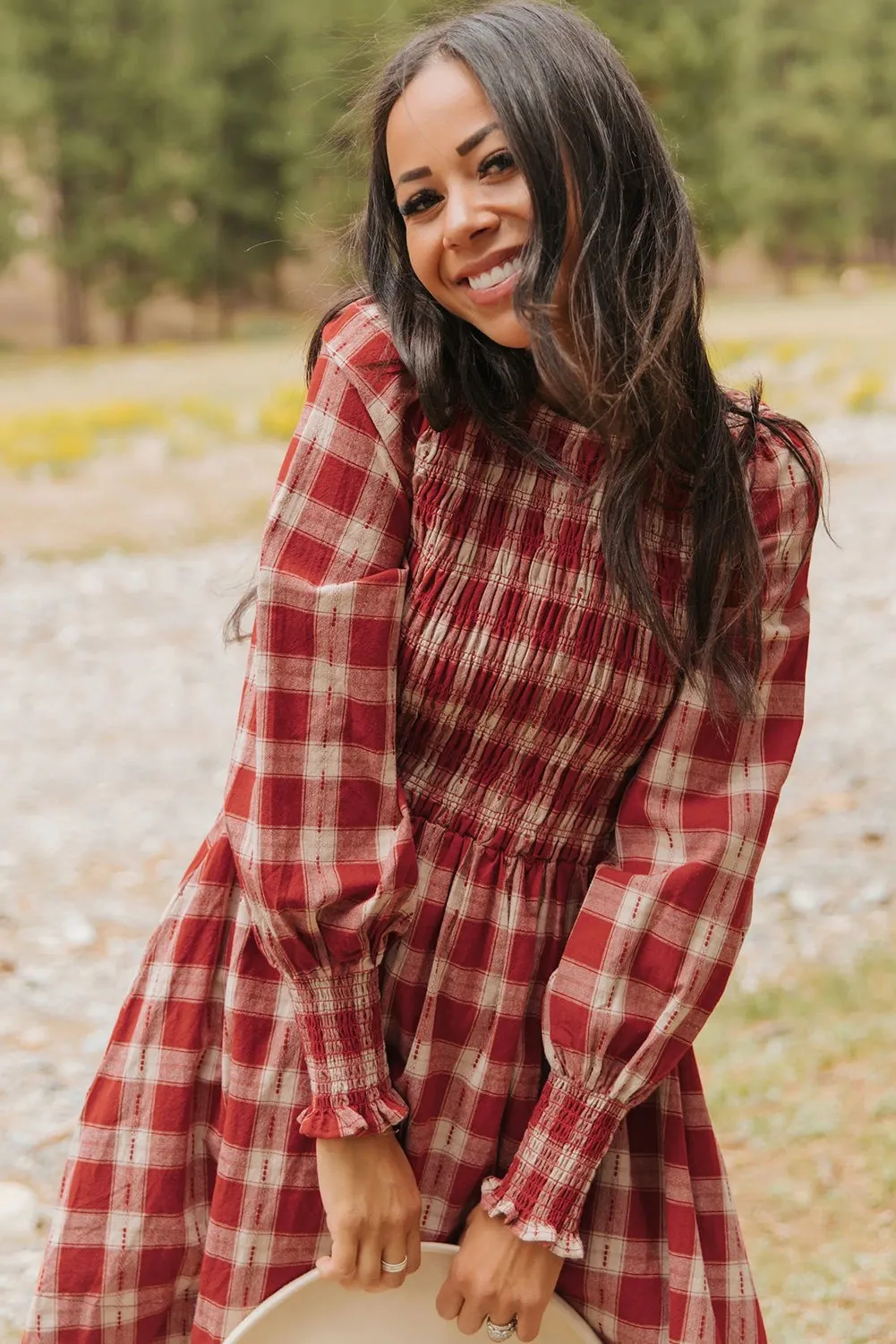 Plaid Print Smocked Puff Sleeve Mini Dress – Red sold by eAura product image thumbnail 5