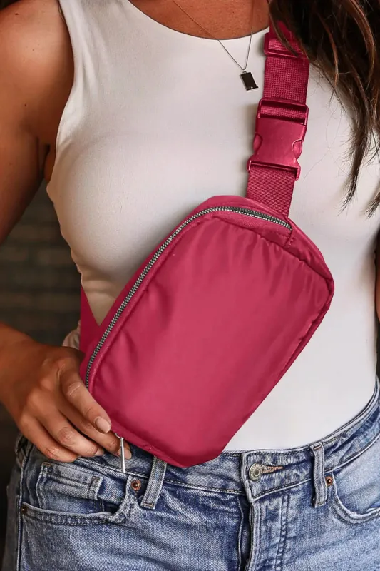 Fiery Red Waterproof Zipped Crossbody Chest Bag 20*5*14cm made by eAura