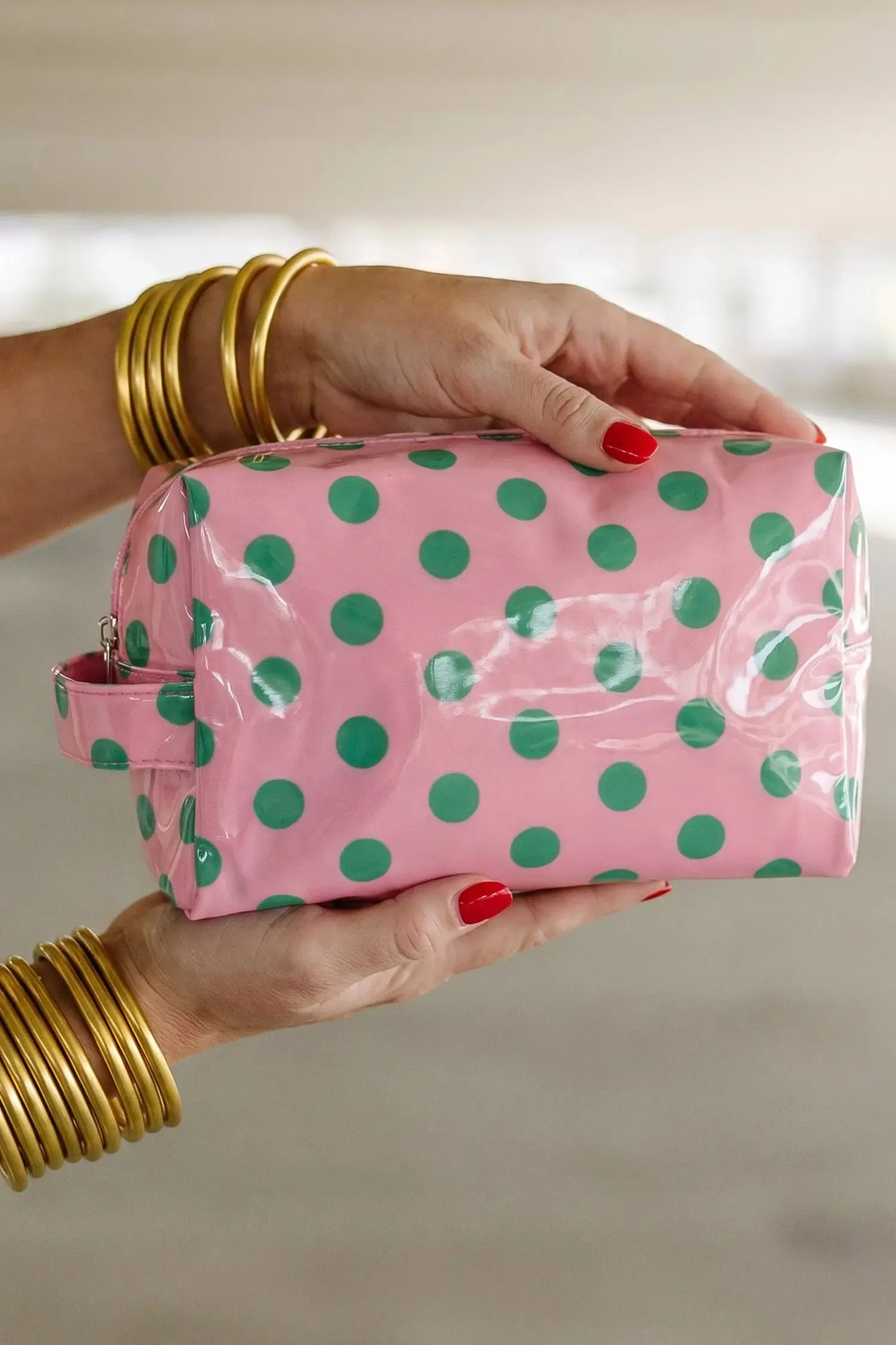 Durable PVC Polka Dot Makeup Bag – Light Pink sold by eAura product image thumbnail 2