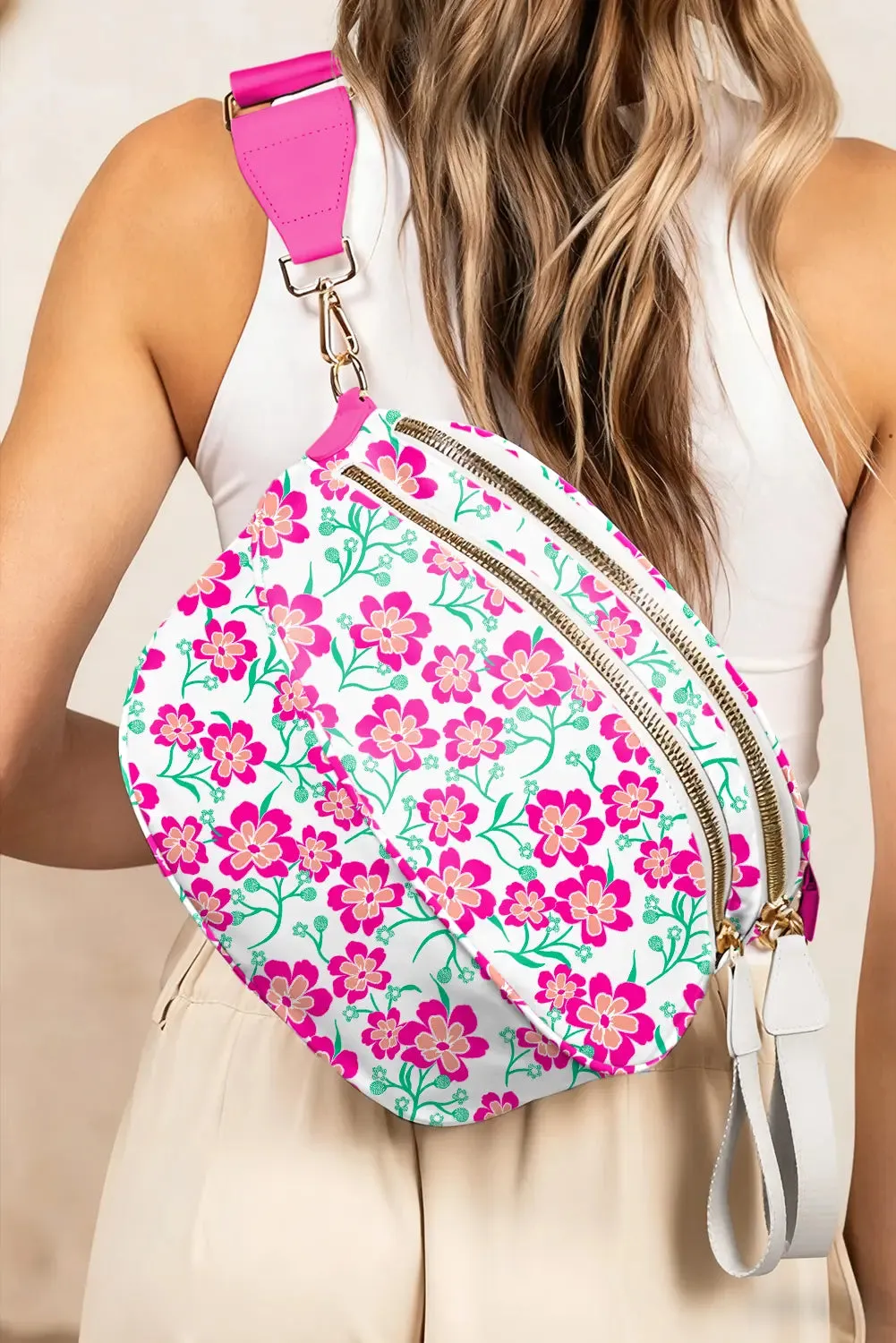 Leopard Printed Double Zip Crossbody Bag – Rose Red sold by eAura product image thumbnail 5