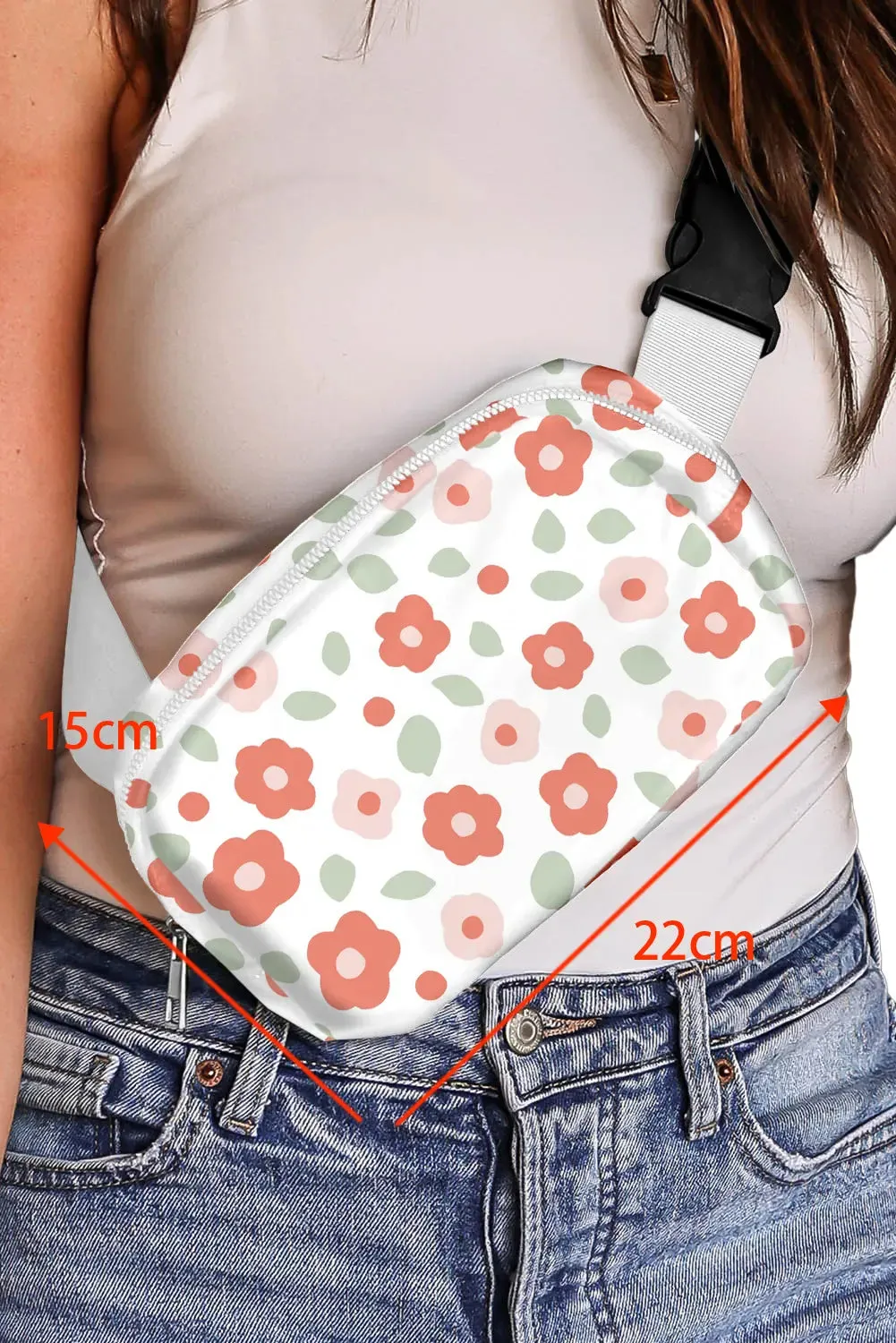 Floral Print Buckle Wide Belt Zipper Crossbody Bag sold by eAura product image thumbnail 5