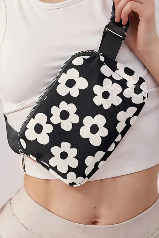 Flower Pattern Zipper Cross Body Bag made by eAura