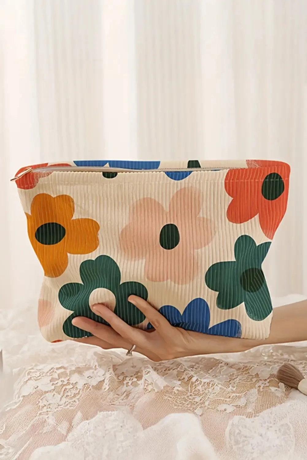 Floral Print Ribbed Minimalist Storage Bag sold by eAura product image thumbnail 2