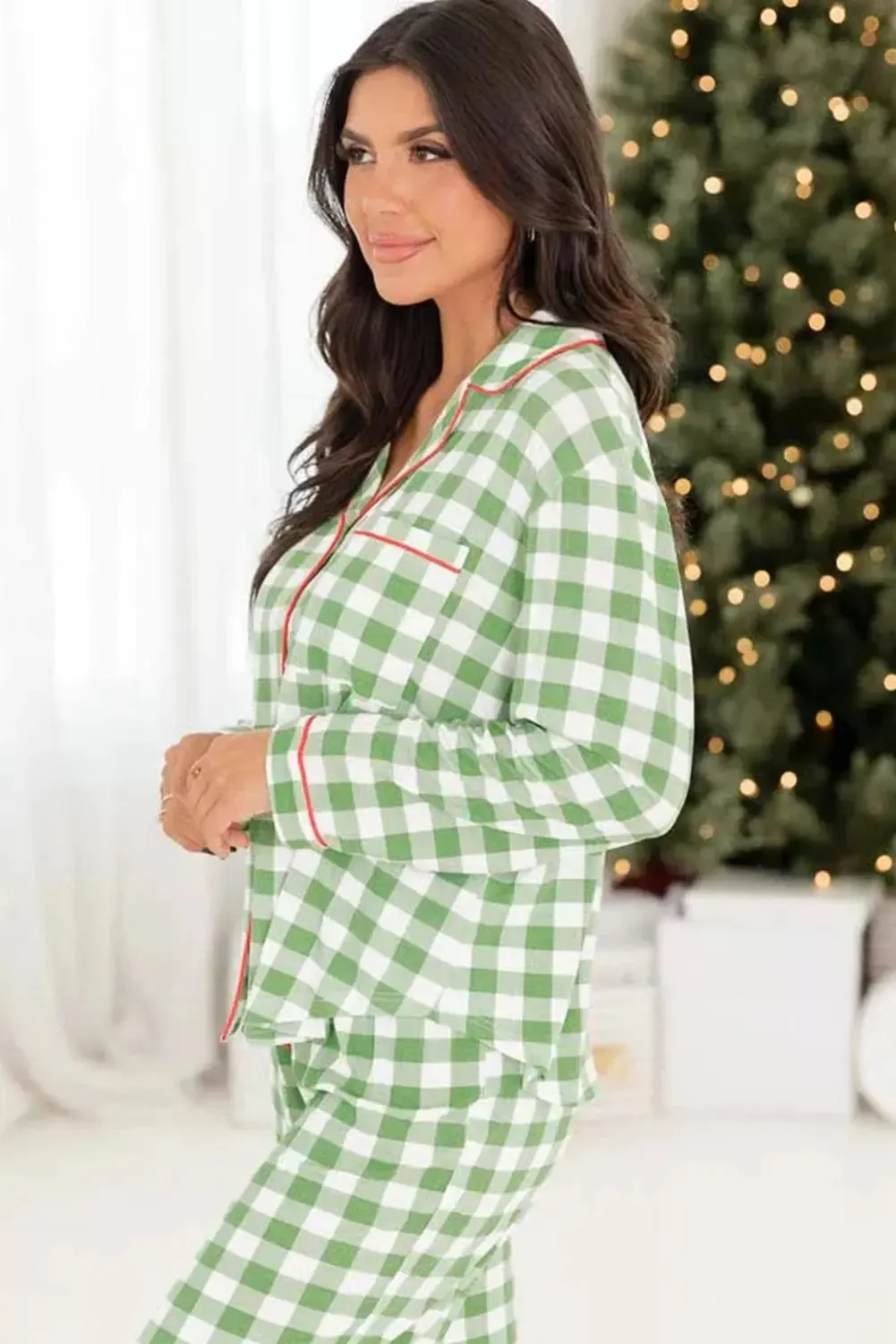 Christmas Plaid Print Shirt and Pants Pajama Set sold by eAura product image thumbnail 5